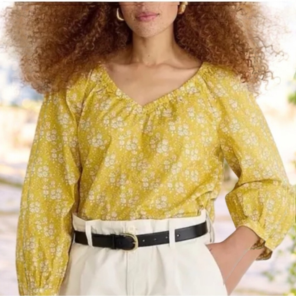 J. Crew Liberty Fabrics‎ V-Neck Top Capel Floral Cotton Size XXS